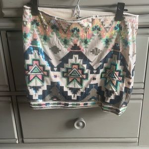 Express sequin pattern mini skirt size small